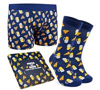 CityComfort Calzini Uomo Divertenti e Mutande Boxer Calze Divertenti Birra Pizza Gaming Boxer Simpatici Idea Regalo Uomo (Navy Pizza, 3XL)
