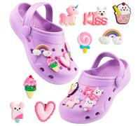 CityComfort Clogs con Rimovibile Charms Bambina, Spiaggia e Ciabatte Piscina (Viola, 31-32 EU)