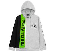 CityComfort Felpa Bambino - Felpe con Cappuccio Bambini Ragazzi Gamer (Grigio/Verde, 5-6 Anni)