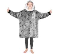 CityComfort Felpa Coperta Bambino - Felpe Oversize con Cappuccio in Morbido Pile Taglia Unica - Regalo per Gamer (Grigio Calcio)