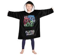 CityComfort Felpa Coperta Bambino - Felpe Oversize con Cappuccio in Morbido Pile Taglia Unica - Regalo per Gamer (Nero/Multi)