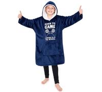 CityComfort Felpa Coperta Bambino - Felpe Oversize con Cappuccio in Morbido Pile Taglia Unica - Regalo per Gamer (Blu)