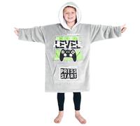 CityComfort Felpa Coperta Bambino - Felpe Oversize con Cappuccio in Morbido Pile Taglia Unica - Regalo per Gamer (Grigio/Verde)