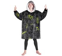 CityComfort Felpa Coperta Bambino - Felpe Oversize con Cappuccio in Morbido Pile Taglia Unica - Regalo per Gamer (Grigio Gaming)