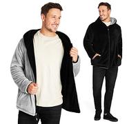 CityComfort Felpa Uomo Reversibile con Zip, Felpa Invernale in Pile M-3XL (Nero, 2XL)