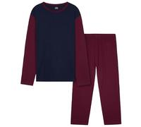 CityComfort Lungo Pigiama Uomo Set, Adulti Adolescenti Morbido 2 Pezzi Pigiama Caldo (Borgogna/Blu Navy, 4XL)