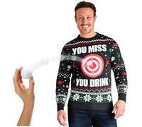 CityComfort Natale Maglione Uomo Girocollo Maniche Lunghe Pullover - Regalo Uomo (Nero/Multicolore, L)