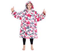 CityComfort Oversize Felpa Coperta Indossabile Coperta con Cappuccio Bambina Ragazzi Calda e Confortevole Regalo Bambini (Rosa Camo)
