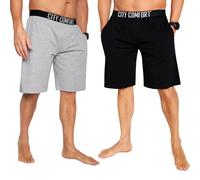 CityComfort Pantaloni Corti Uomo, Comodo Pantaloncini Estivi con Tasche - Pacco 2 (M, Nero/Grigio)