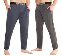 CityComfort Pantaloni Pigiama Uomo, Pantaloni Pigiami con Tasche - Pacco da 2 (4XL, Blu/Grigio, Vita Elasticizzata)