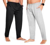 CityComfort Pantaloni Pigiama Uomo, Pantaloni Pigiami con Tasche - Pacco da 2 (4XL, Grigio/Nero, Coulisse in Vita)