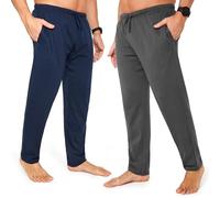 CityComfort Pantaloni Pigiama Uomo, Pantaloni Pigiami con Tasche - Pacco da 2 (M,Blu navy/grigio, coulisse in vita)