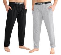 CityComfort Pantaloni Pigiama Uomo, Pantaloni Pigiami con Tasche - Pacco da 2 (M, Nero/Grigio, Vita Elasticizzata)