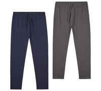 CityComfort Pantaloni Pigiama Uomo, Pantaloni Pigiami con Tasche - Pacco da 2 (XL, Blu navy/grigio, coulisse in vita)