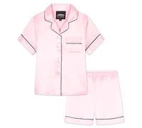 CityComfort Pigiama Bambina Corto Pigiami Estivi Ragazza Set Pigiami Raso 2 Pezzi Camicia con Bottoni Abbigliamento da Casa Traspirante Idea Regalo (15-16 Anni, Rosa)