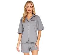 CityComfort Pigiama Donna Cotone con Bottoni Set 2 Pz Pigiami Donna Estivi Corti Comodo Abbigliamento da Casa Idee Regalo (M, Grigio)