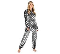 CityComfort Pigiama Donna Invernale Pile a Manica Lunga Pigiamone Felpato Due Pezzi (L, Carbone)