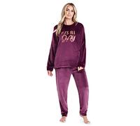 CityComfort Pigiama Donna Invernale Pile a Manica Lunga Pigiamone Felpato Due Pezzi (L, Magenta)