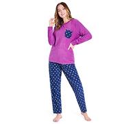 CityComfort Pigiama Donna Invernale Pile a Manica Lunga Pigiamone Felpato Due Pezzi (M, Viola/Navy)