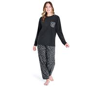 CityComfort Pigiama Donna Invernale Pile a Manica Lunga Pigiamone Felpato Due Pezzi (S, Leopardato)