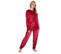 CityComfort Pigiama Donna Invernale Pile a Manica Lunga Pigiamone Felpato Due Pezzi (XL, Rosso)