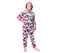 CityComfort Pigiama Intero Bambino Pigiamone di Pile con Cappuccio 7-14 Anni Pigiami Interi Bambini e Ragazzo Onesie Mimetico Gamer (9-10 Anni, Rosa Mimetico)