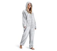 CityComfort Pigiama Intero Donna - Pigiamone Intero in Pile S-XL Caldo e Morbido (Grigio Bicolore, L)