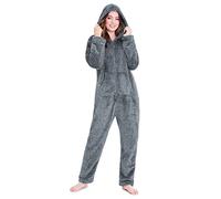 CityComfort Pigiama Intero Donna - Pigiamone Intero in Pile S-XL Caldo e Morbido (Grigio, M)