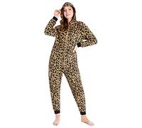 CityComfort Pigiama Intero Donna - Pigiamone Intero in Pile S-XL Caldo e Morbido (Marrone Leopardo, M)