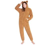 CityComfort Pigiama Intero Donna - Pigiamone Intero Morbido in Pile Teddy S-XL (Beige, S)