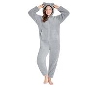 CityComfort Pigiama Intero Donna - Pigiamone Intero Morbido in Pile Teddy S-XL (Grigio, S)