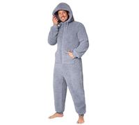 CityComfort Pigiama Intero Uomo - Pigiama Invernale Uomo in Caldo Pile con Cappuccio M-3XL - Pigiami Interi per Ragazzi Idea Regalo (Grigio, M)