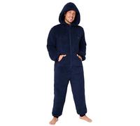 CityComfort Pigiama Intero Uomo - Pigiama Invernale Uomo in Caldo Pile con Cappuccio M-3XL - Pigiami Interi per Ragazzi Idea Regalo (Navy, 2XL)