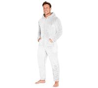 CityComfort Pigiama Intero Uomo - Pigiami Invernali Uomo in Pile M-3XL (Due Toni Grigio, XL)