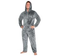 CityComfort Pigiama Intero Uomo - Pigiami Invernali Uomo in Pile M-3XL (Grigio Scuro, L)