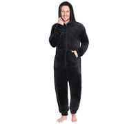 CityComfort Pigiama Intero Uomo - Pigiami Invernali Uomo in Pile M-3XL (M, Nero)
