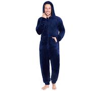 CityComfort Pigiama Intero Uomo - Pigiami Invernali Uomo in Pile M-3XL (XXL, Blu)