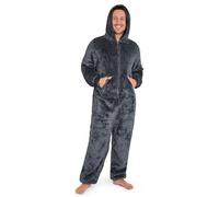 CityComfort Pigiama Intero Uomo - Pigiami Invernali Uomo in Pile M-3XL (XXL, Grigio)