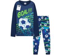 CityComfort Pigiama Ragazzo Adolescenti Set Pigiami Lunghi con Motivo Calcio Abbigliamento da Casa Regalo Bambino (11-12 Anni, Blu/Verde Calcio)