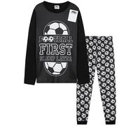CityComfort Pigiama Ragazzo Adolescenti Set Pigiami Lunghi con Motivo Calcio Abbigliamento da Casa Regalo Bambino (11-12 Anni, Nero Calcio)