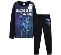 CityComfort Pigiama Ragazzo Adolescenti Set Pigiami Lunghi con Motivo Gioco Abbigliamento da Casa Regalo Bambino (9-10 Anni, Nero/Blu Gioco)