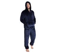 CityComfort Pigiama Uomo Invernale Pile Caldo con Cappuccio, Pigiami Due Pezzi Lunghi M - 2XL, Idee Regalo di Natale (Marina Militare, M)