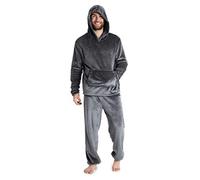 CityComfort Pigiama Uomo Invernale Pile Caldo con Cappuccio, Pigiami Due Pezzi Lunghi M - 2XL, Idee Regalo di Natale (Carbone, XXL)