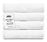 CityComfort Set Asciugamani Bagno 100% Cotone 550GSM Set di 4 Asciugamani Altamente Assorbente e Ad Asciugatura Rapida 75x135cm (Bianco - Confezione da 4)