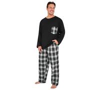 CityComfort Set di Pigiama Uomo e Ragazzo, Abbigliamento Uomo Morbido 2 Pezzi, Pigiama Natale Confortevole - Regali per Lui (Nero, L)