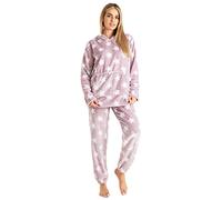 CityComfort Set Pigiama Donna Invernale in Pile, Pigiami con Cappuccio, 2 Pz Abbigliamento da Casa, Regalo Donna Adolescenti (Stella Rosa,L)