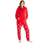 CityComfort Set Pigiama Donna Invernale in Pile, Pigiami con Cappuccio, 2 Pz Abbigliamento da Casa, Regalo Donna Adolescenti (Rosso,L)