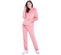CityComfort Tuta Velluto Donna con Cerniera, Comoda Manica Lunga Tuta da Ginnastica Donna Ragazza con Cappuccio 2 Pezzi Set Tuta (2XL, Rosa)