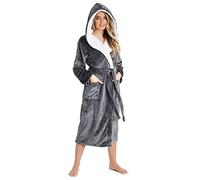 CityComfort Vestaglia da Donna Invernale in Pile (Grigio Scuro, S)
