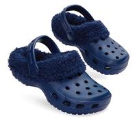 CityComfort Zoccoli Invernali Bambini con Fodera in Pile, Ciabatte Calde con Cinghia Regolabile, Comode Scarpe da Casa (33 EU, Marina)